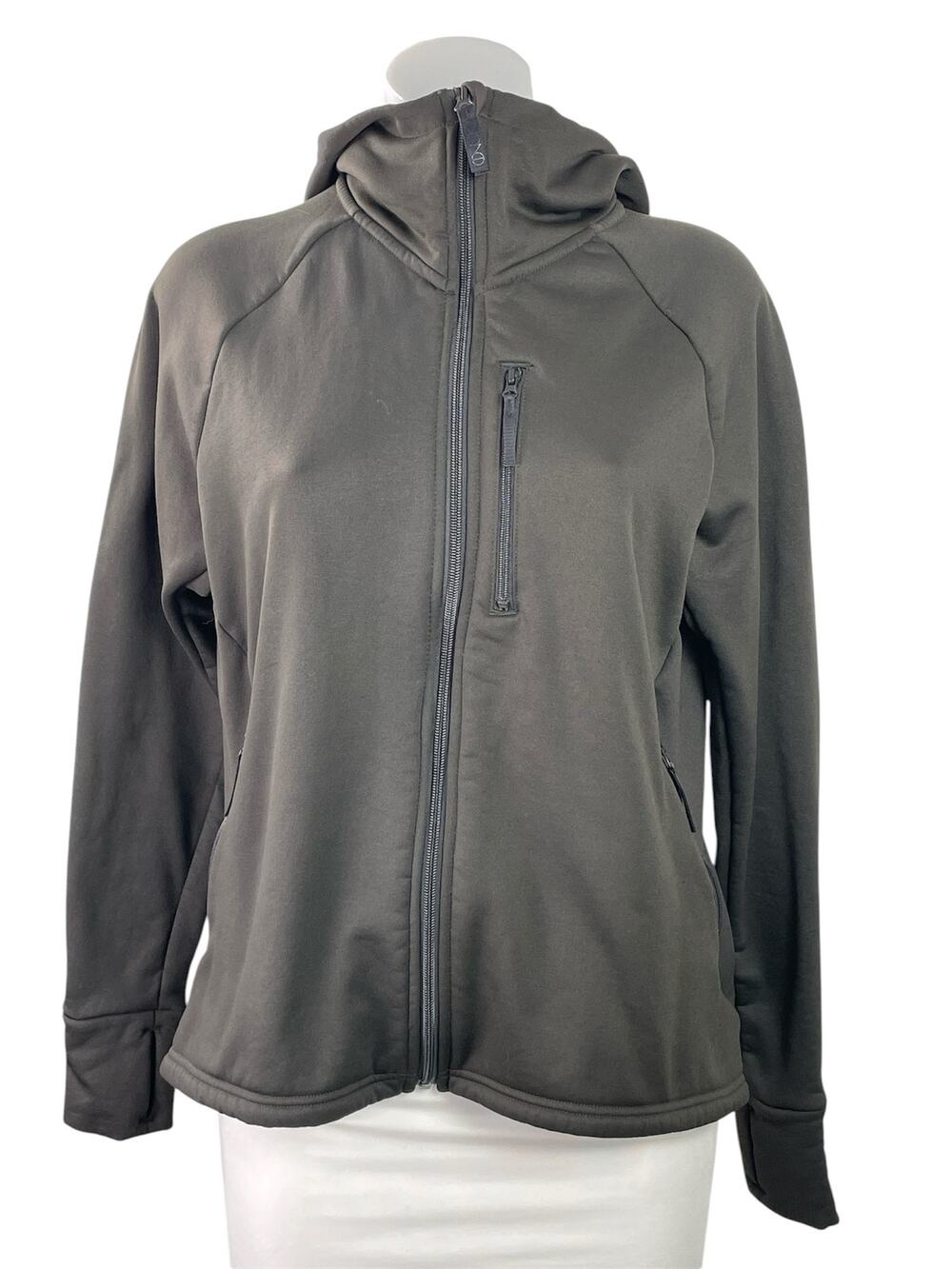 H&M Move Women's Dark Gray Mid Layer Hoodie Hooded Full Zip Coat Jacket Size L